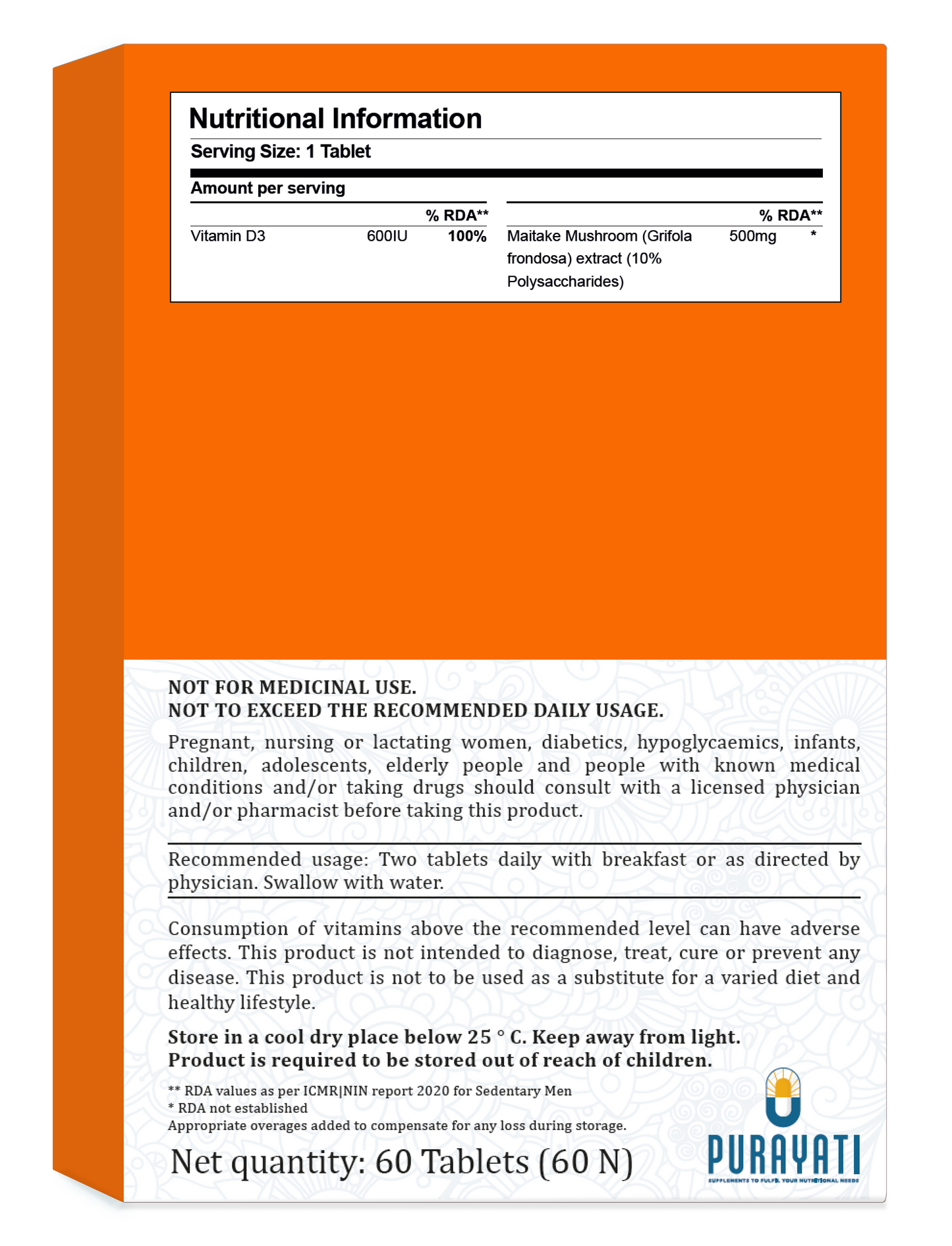 Vegan Vitamin D3 Tablets (60 Tablets)