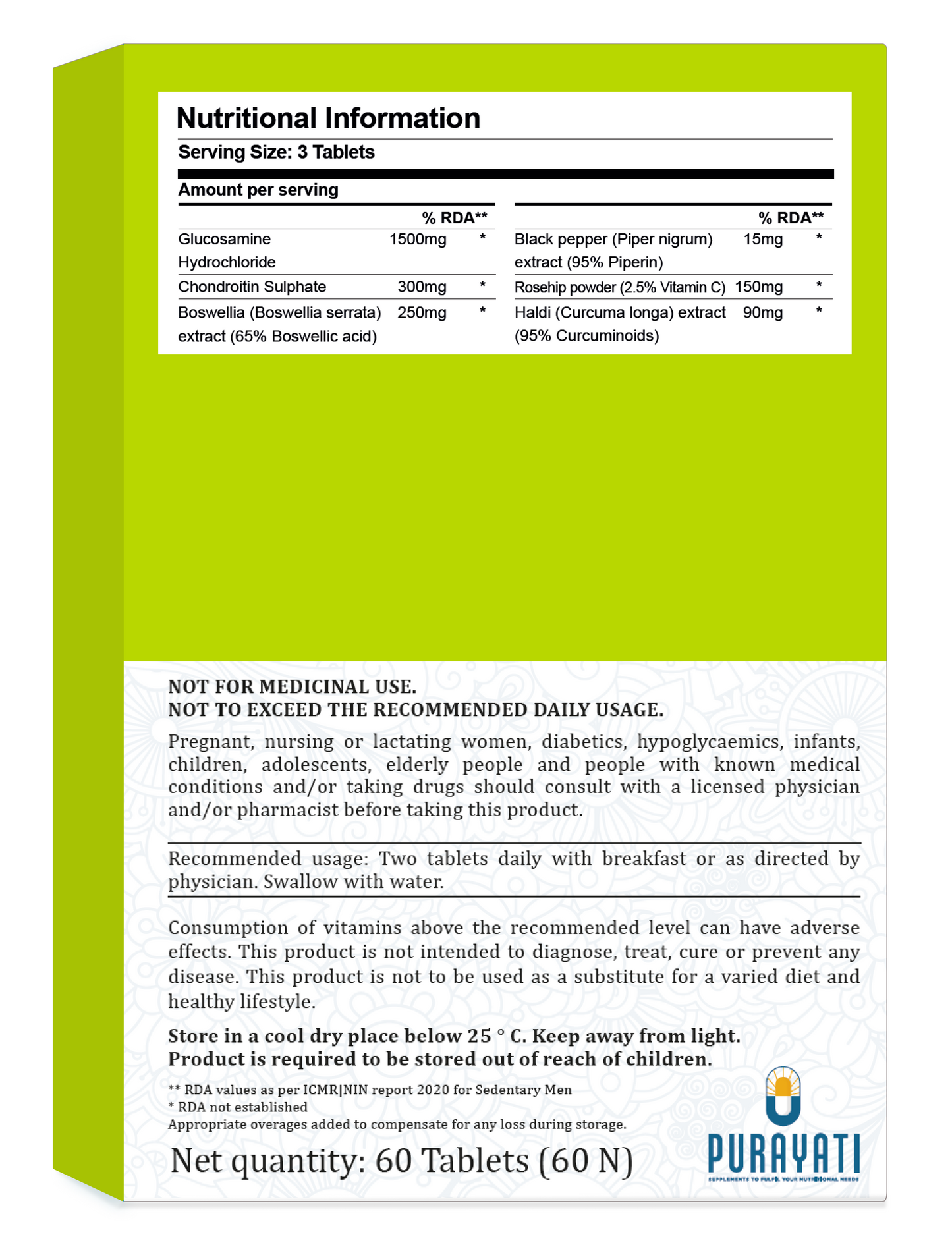 Joint Support Glucosamine Chondroitin Supplement (60 Tablets)