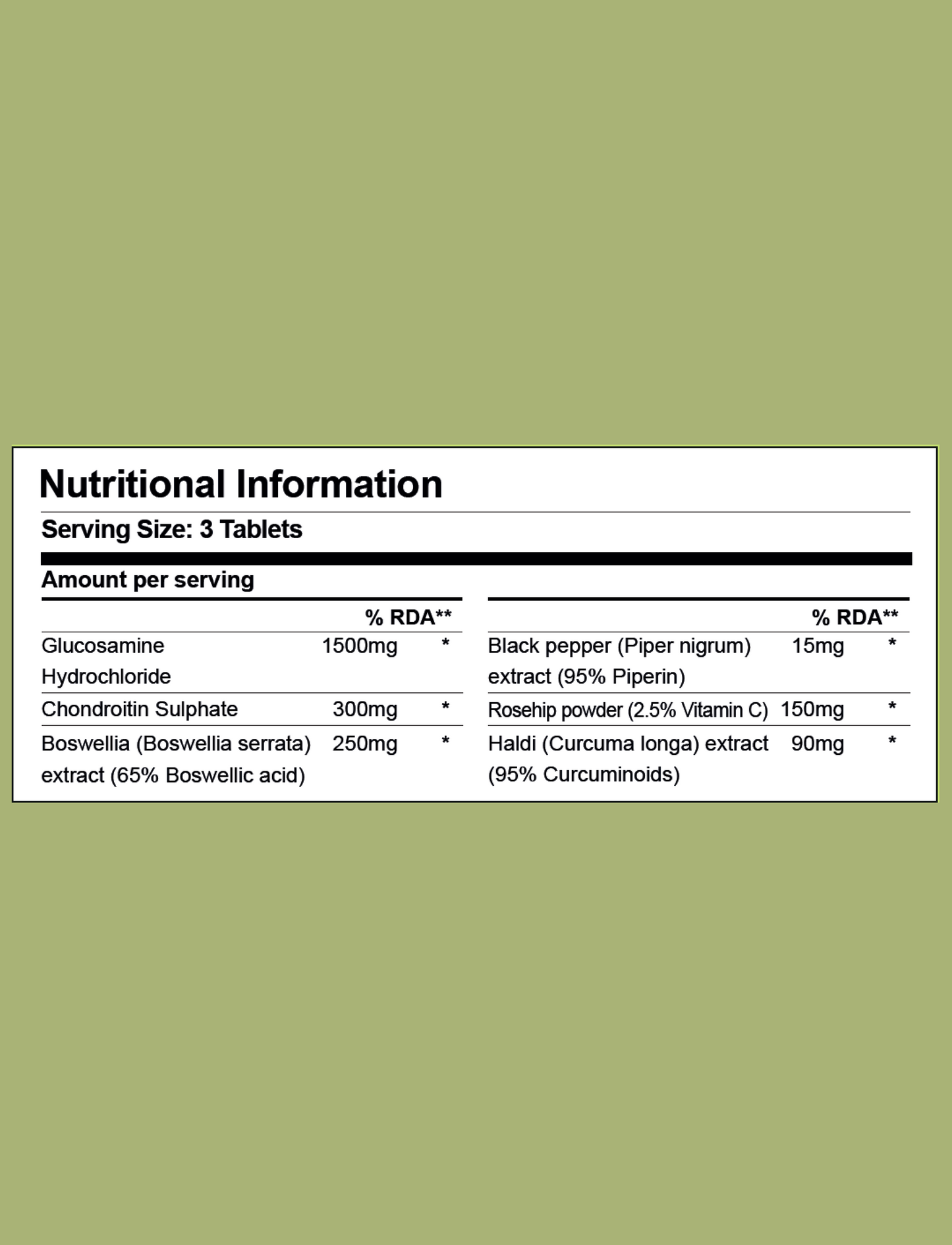 Joint Support Glucosamine Chondroitin Supplement (60 Tablets)