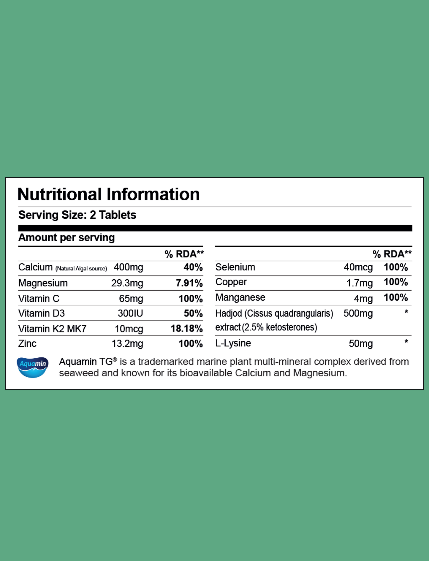 Bone Health Algal Calcium Hadjod and Minerals (60 Tablets)