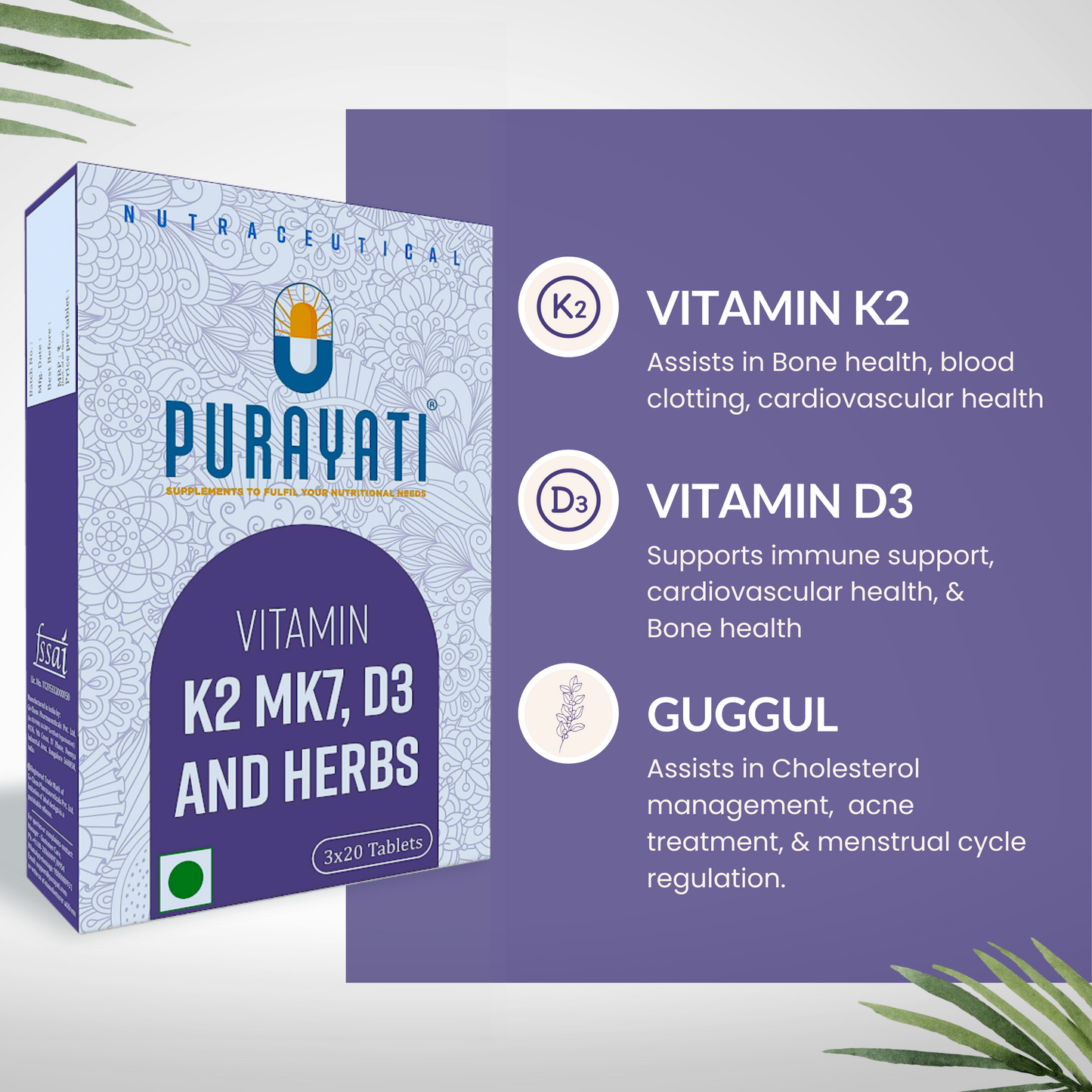 Vitamin K2 MK7, D3 & Herbs (60 Tablets)