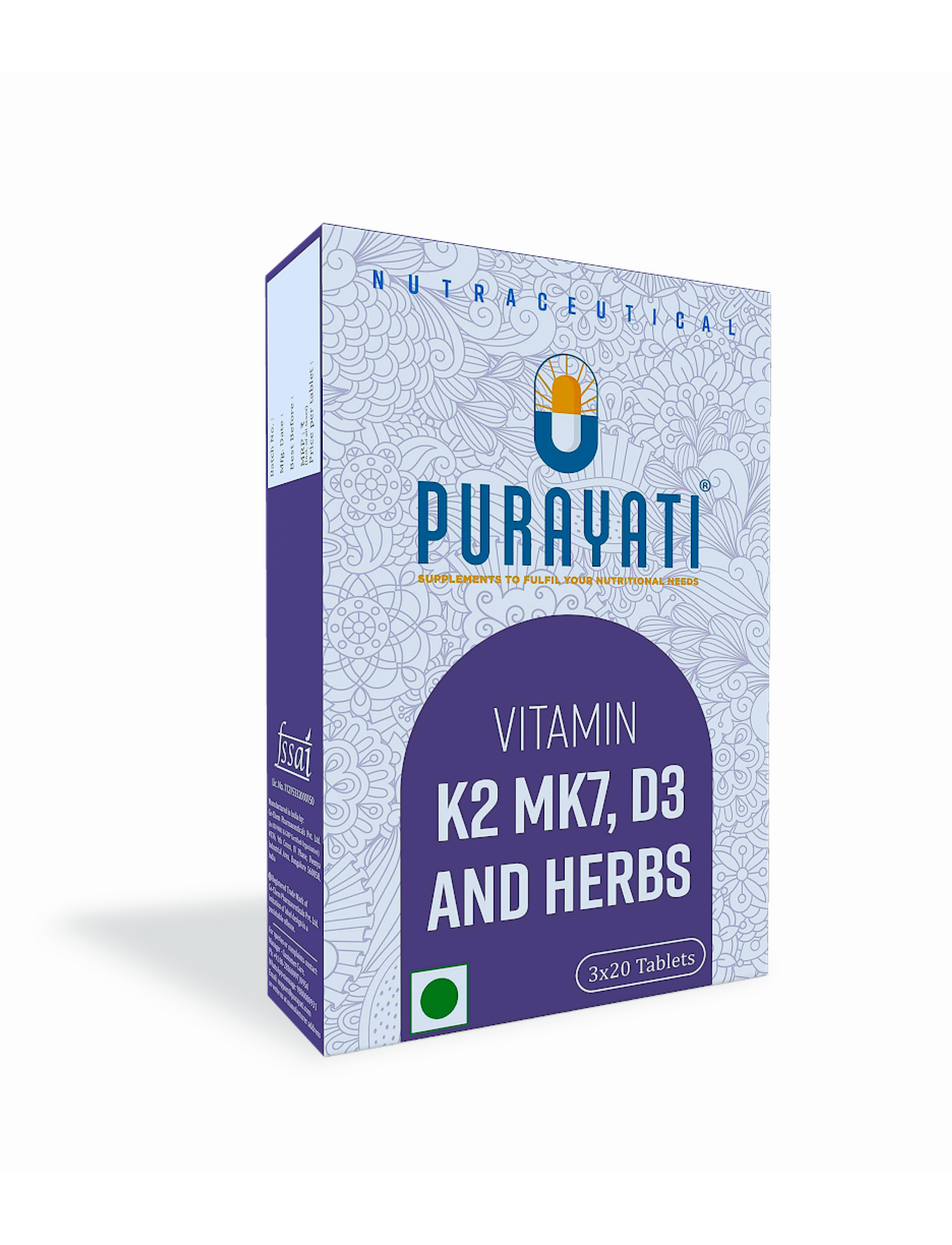Vitamin K2 MK7, D3 & Herbs (60 Tablets)
